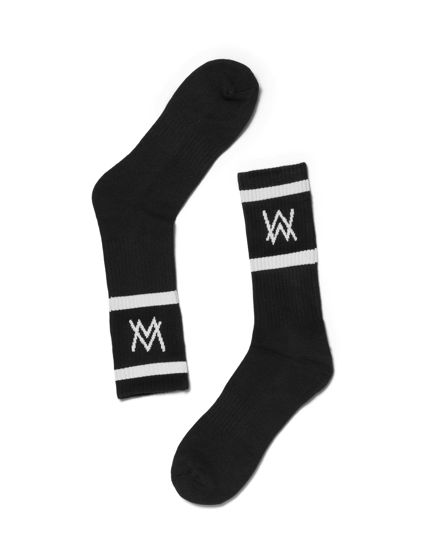AW LOGO SPORTS SOCKS - BLACK/WHITE Socks Alan Walker Official Merchandise 