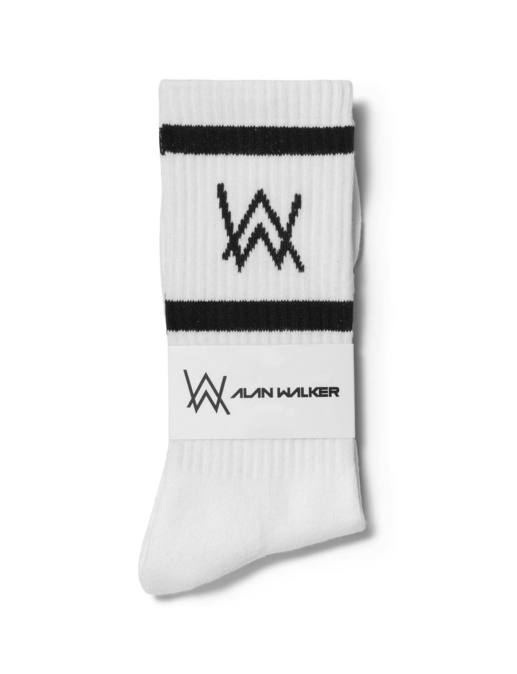 AW LOGO SPORTS SOCKS - BLACK/WHITE Socks Alan Walker Official Merchandise WHITE 40-44 